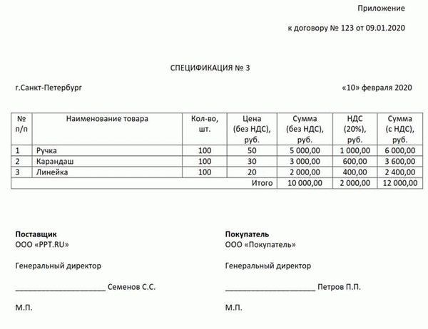 Как составить спецификацию договора